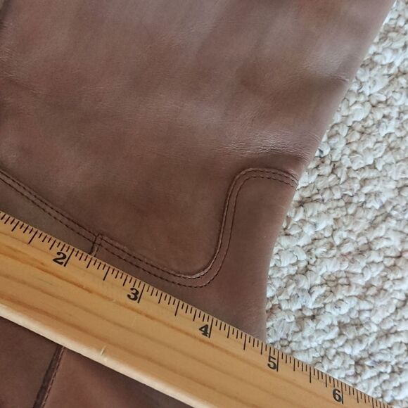 Saks Fifth Avenue Italy Taupe Brown Black Leather Knee High Riding boots sz 6 - Picture 12 of 12